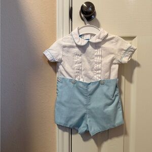 Baby Blue and White Romper
